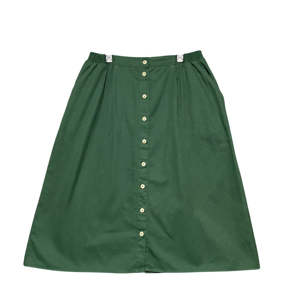 Sport Timer Vintage Green Button Front Midi Skirt Plus Size 20W Made in USA